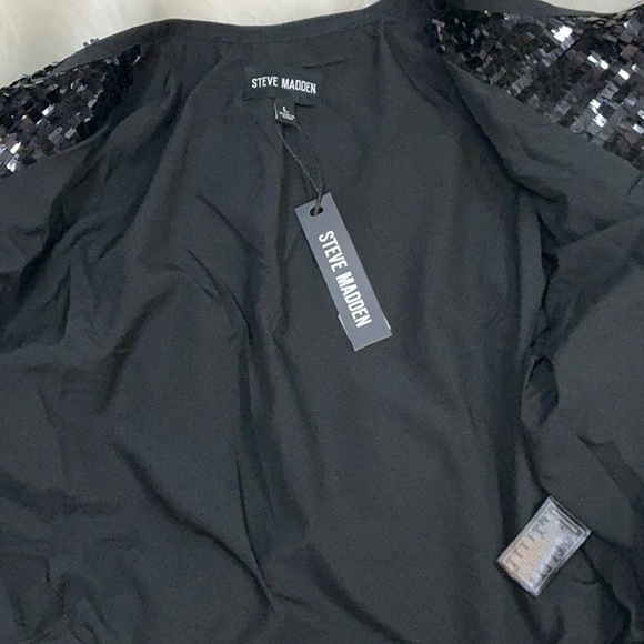 NWT Steve Madden Juliet Sequin Cropped Jacket Size XS S black NEW shoulder pads - Picture 7 of 16